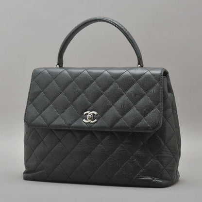 ◇chanel Matelasse Handbag In Black Caviar Skin