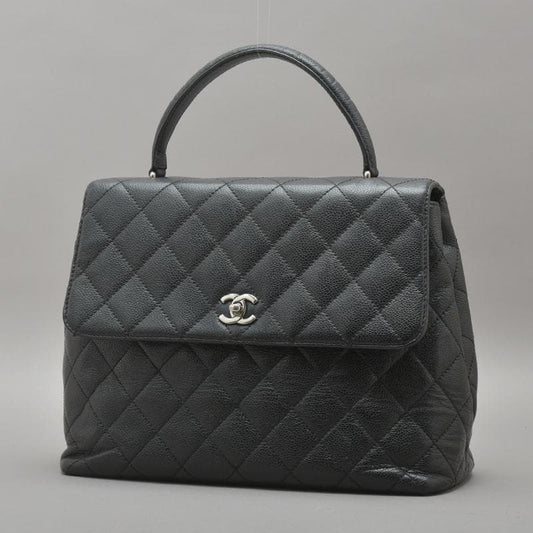 ◇chanel Matelasse Handbag In Black Caviar Skin