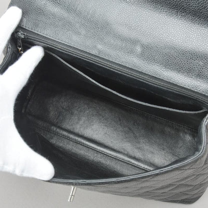 ◇chanel Matelasse Handbag In Black Caviar Skin