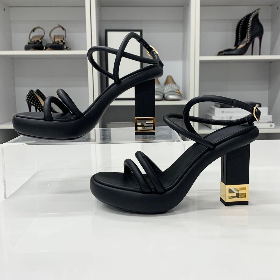 Fendi Baguette Leather Metal Heels Strap Sandals — view 2
