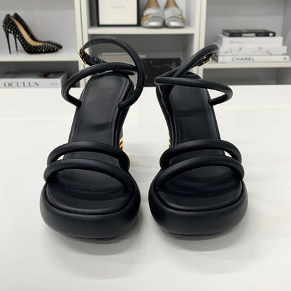 Fendi Baguette Leather Metal Heels Strap Sandals — view 4