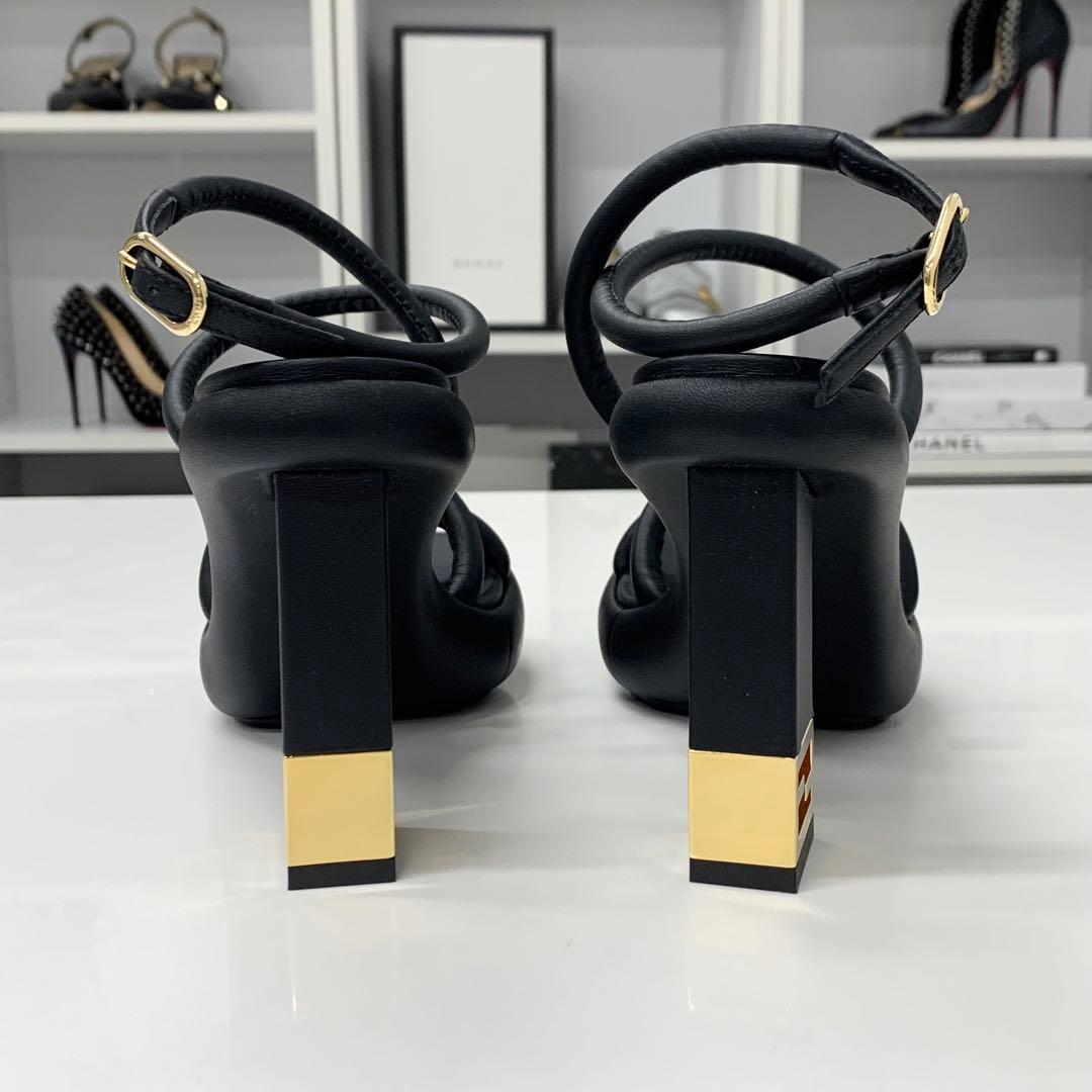 Fendi Baguette Leather Metal Heels Strap Sandals — view 6