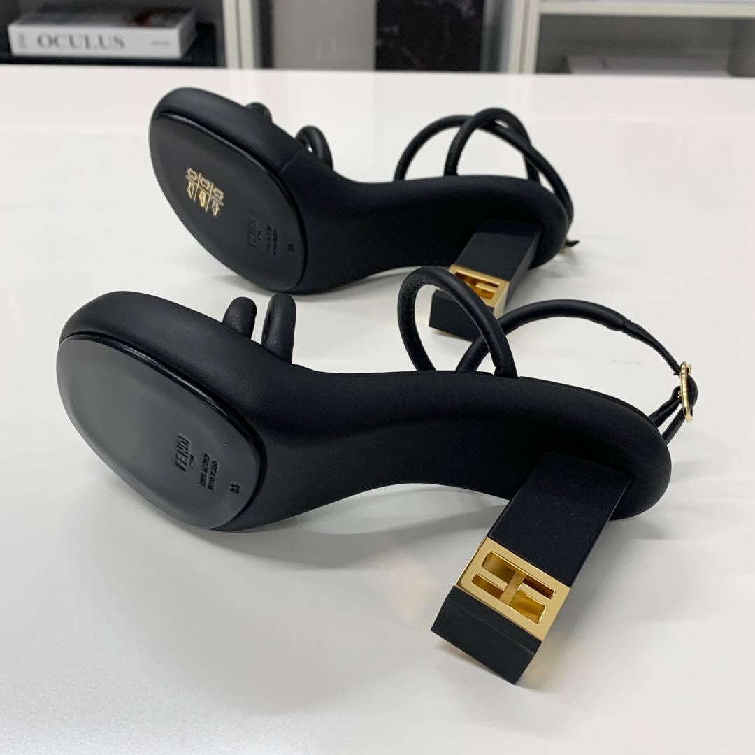 Fendi Baguette Leather Metal Heels Strap Sandals — view 7