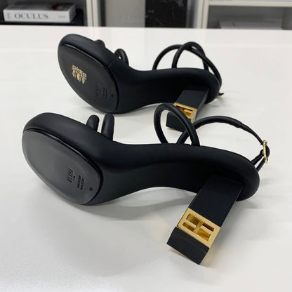 Fendi Baguette Leather Metal Heels Strap Sandals — view 7