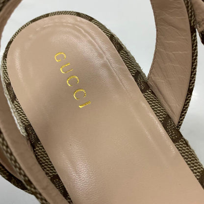 Gucci Canvas GG Logo Horsebit Platform Sandals — view 8