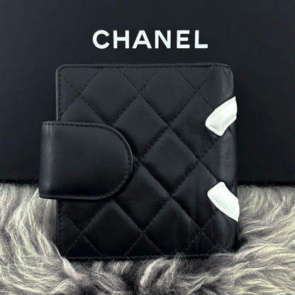 Chanel Wallet Cambon Line Clasp Bifold Black White — view 2