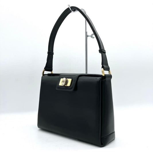 Gucci Shoulder Bag Leather Black Turnlock