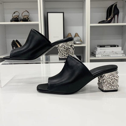 Hermes Leather Chaine D'ancre Metal Sandals — view 2