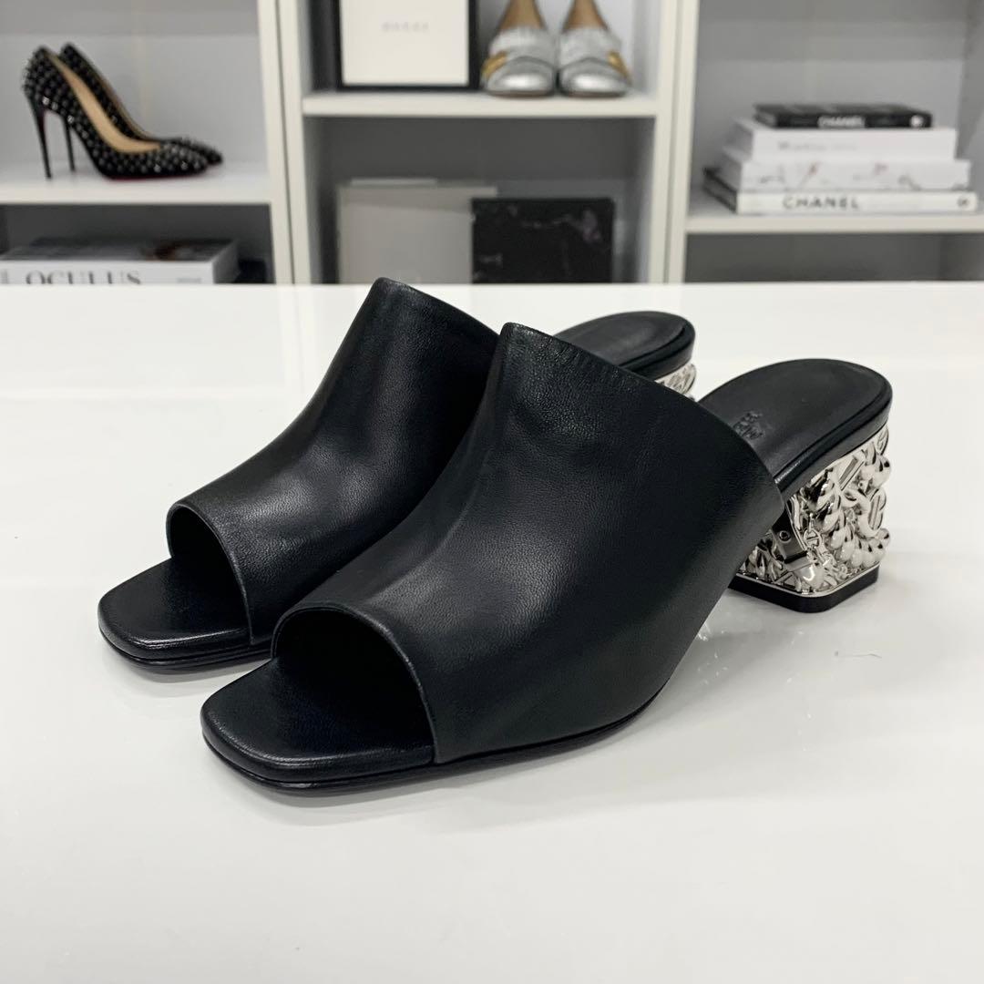 Hermes Leather Chaine D'ancre Metal Sandals — view 3