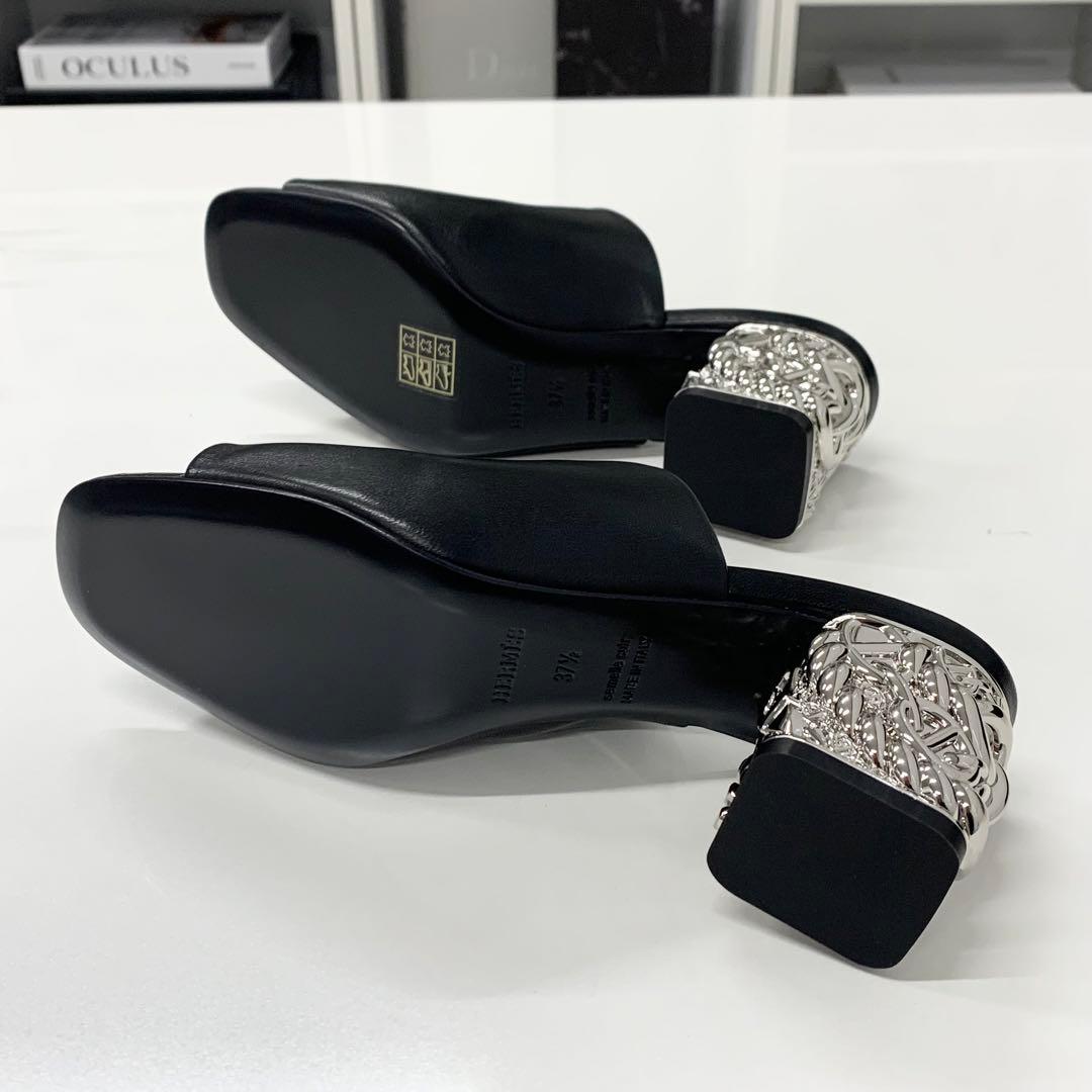 Hermes Leather Chaine D'ancre Metal Sandals — view 7