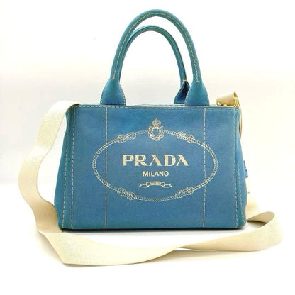 Prada 2-way Bag Canapa Gingham Check Canvas