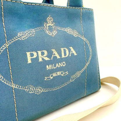 Prada 2-way Bag Canapa Gingham Check Canvas