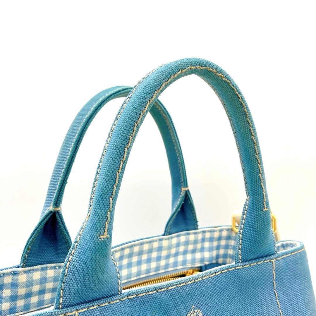 Prada 2-way Bag Canapa Gingham Check Canvas