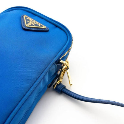 Prada Tessuto Nylon Smartphone Shoulder Bag Triangle Logo Blue — view 3
