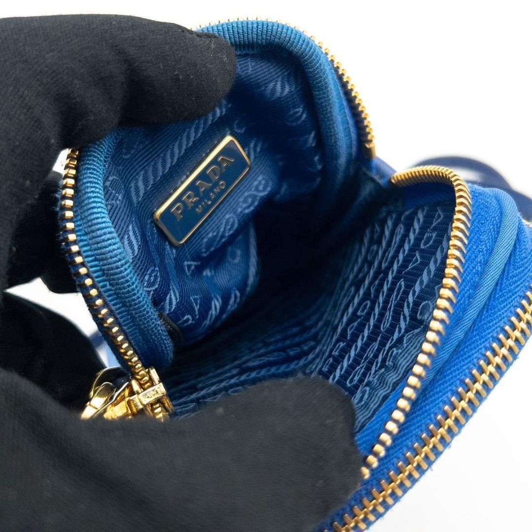 Prada Tessuto Nylon Smartphone Shoulder Bag Triangle Logo Blue — view 5