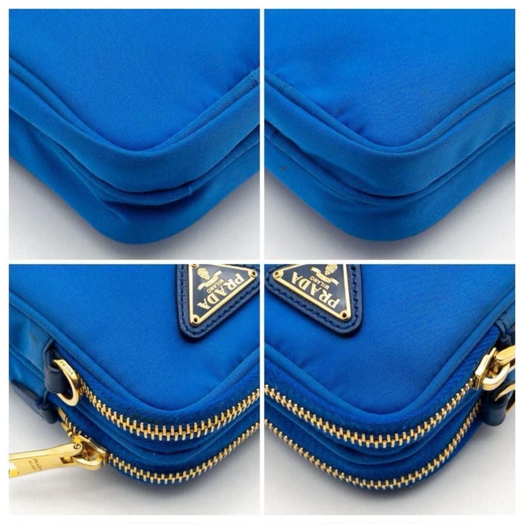 Prada Tessuto Nylon Smartphone Shoulder Bag Triangle Logo Blue — view 8
