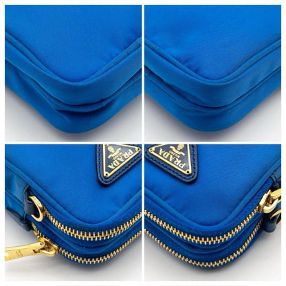 Prada Tessuto Nylon Smartphone Shoulder Bag Triangle Logo Blue — view 8