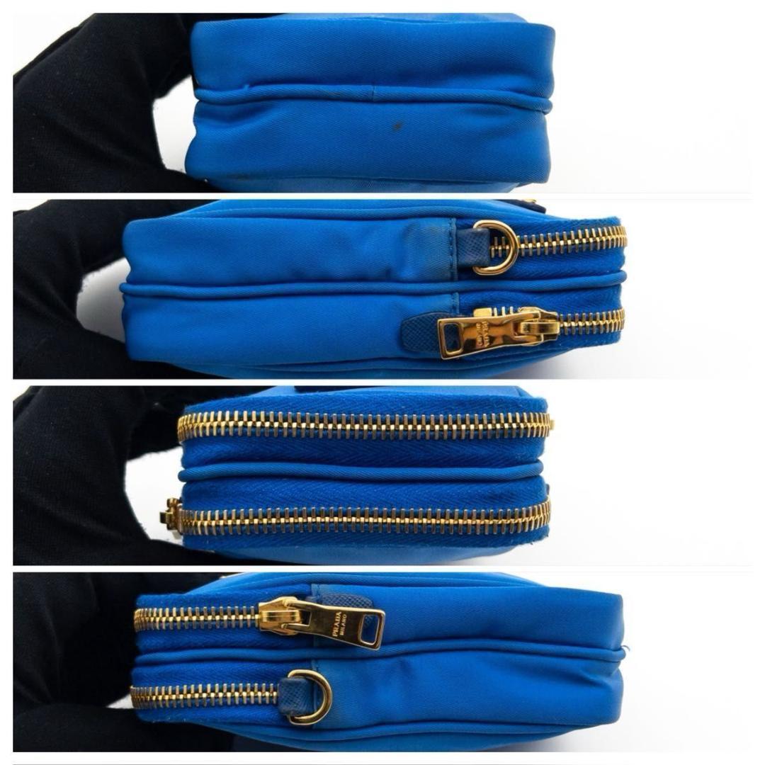 Prada Tessuto Nylon Smartphone Shoulder Bag Triangle Logo Blue — view 9
