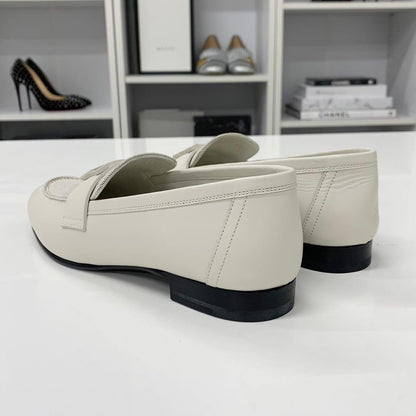 Hermes Paris Leather Canvas Loafers Ivory — view 4