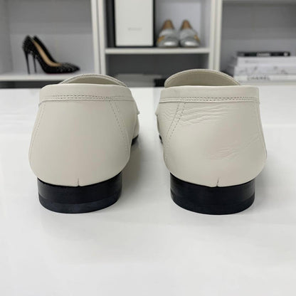 Hermes Paris Leather Canvas Loafers Ivory — view 5
