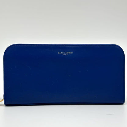 Saint Laurent Zip Around Wallet Blue Leather Full — view 2