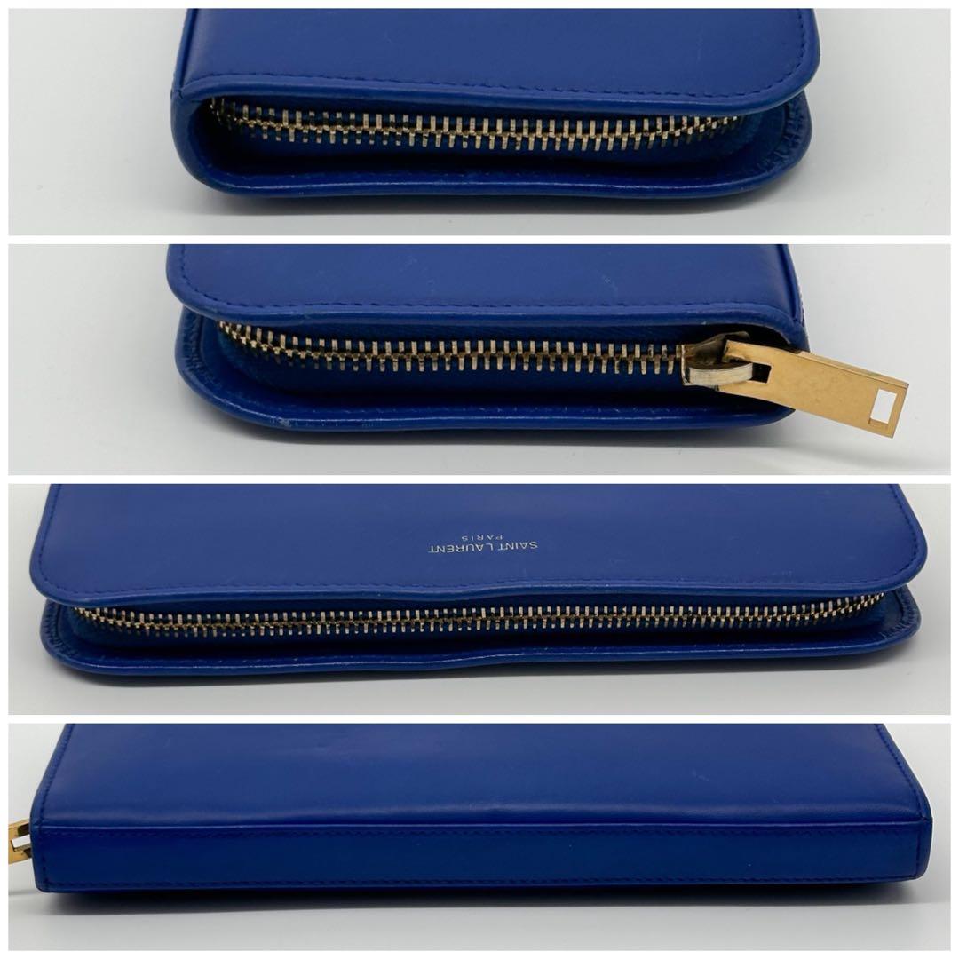 Saint Laurent Zip Around Wallet Blue Leather Full — view 4
