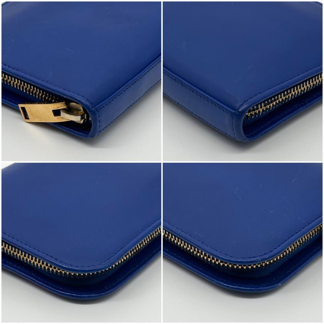 Saint Laurent Zip Around Wallet Blue Leather Full — view 5