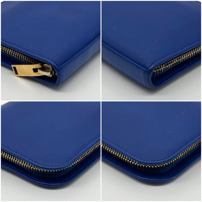 Saint Laurent Zip Around Wallet Blue Leather Full — view 5