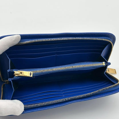 Saint Laurent Zip Around Wallet Blue Leather Full — view 6