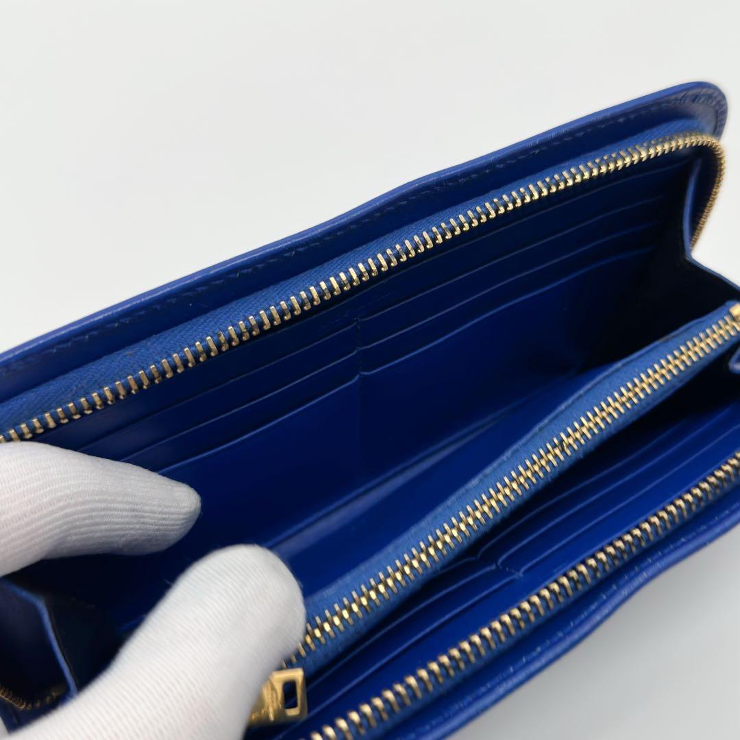 Saint Laurent Zip Around Wallet Blue Leather Full — view 7