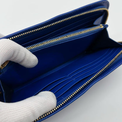 Saint Laurent Zip Around Wallet Blue Leather Full — view 8