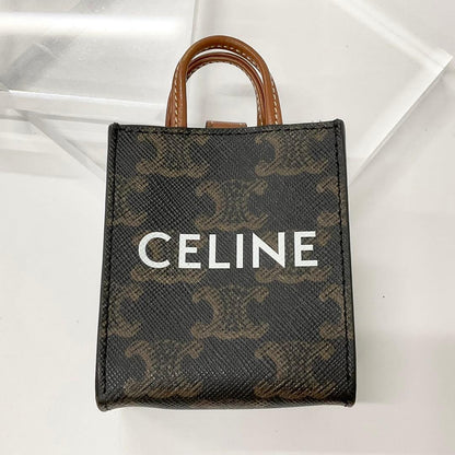 Celine Triomphe Canvas Logo Charm Micro Vertical Cabas