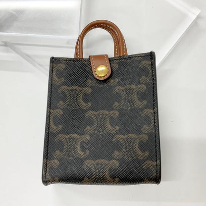 Celine Triomphe Canvas Logo Charm Micro Vertical Cabas