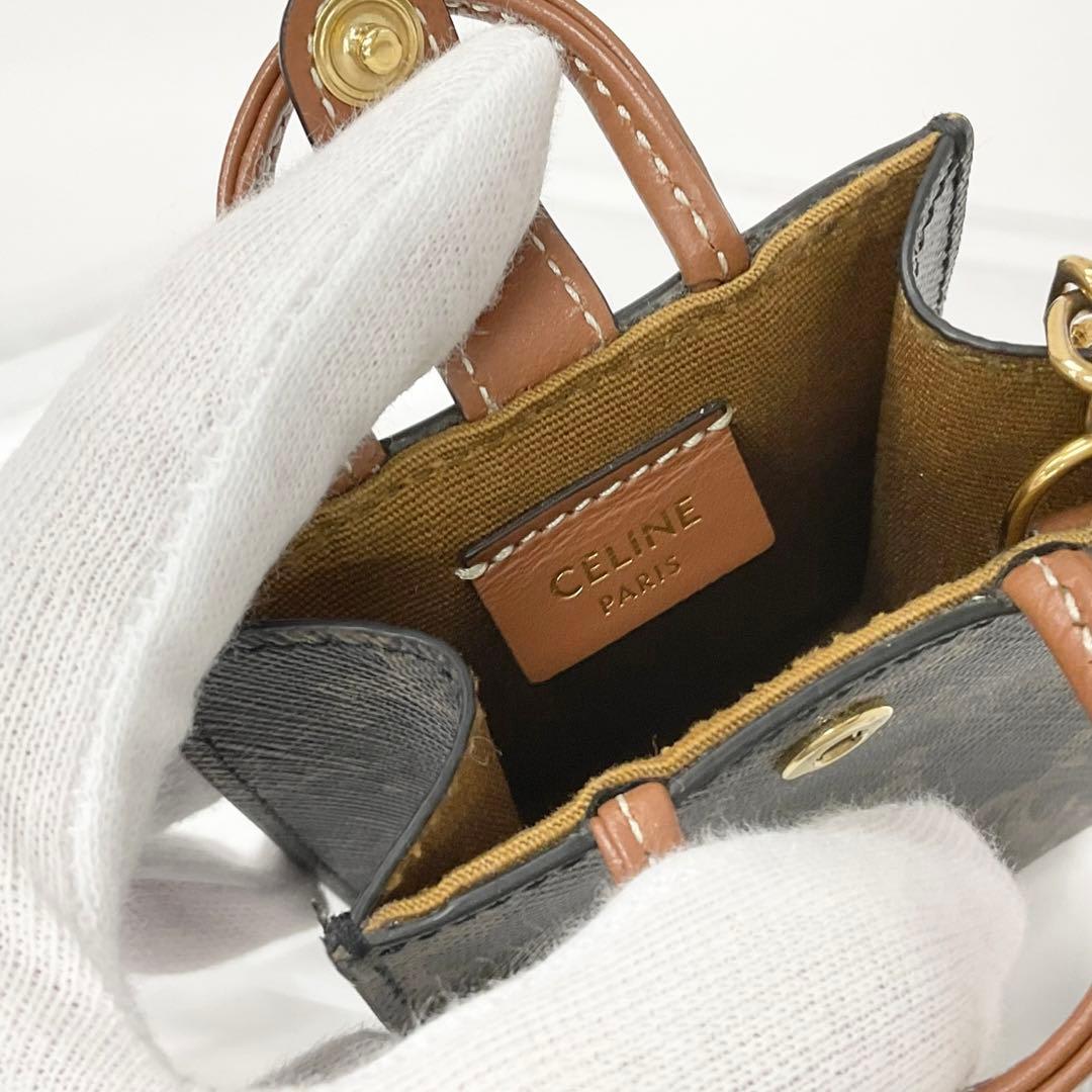 Celine Triomphe Canvas Logo Charm Micro Vertical Cabas