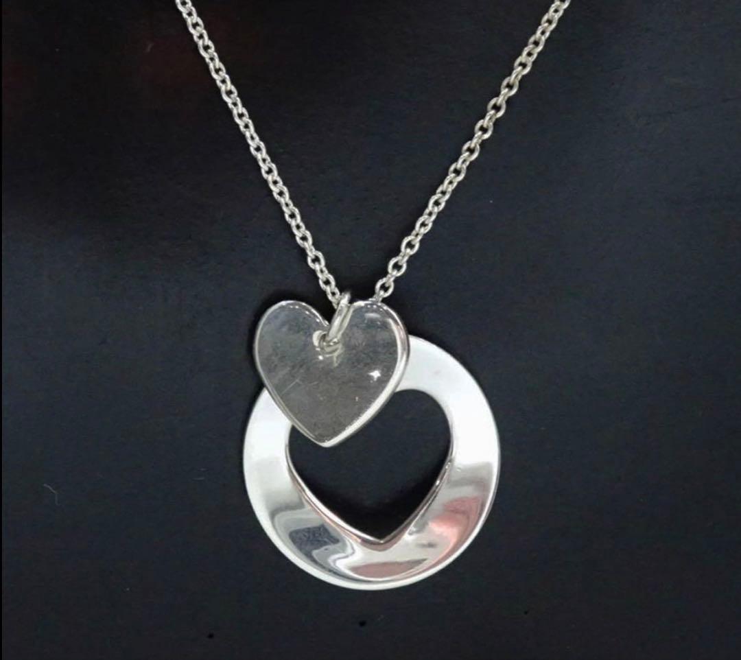 Tiffany & Co Double Stencil Heart Necklace 925