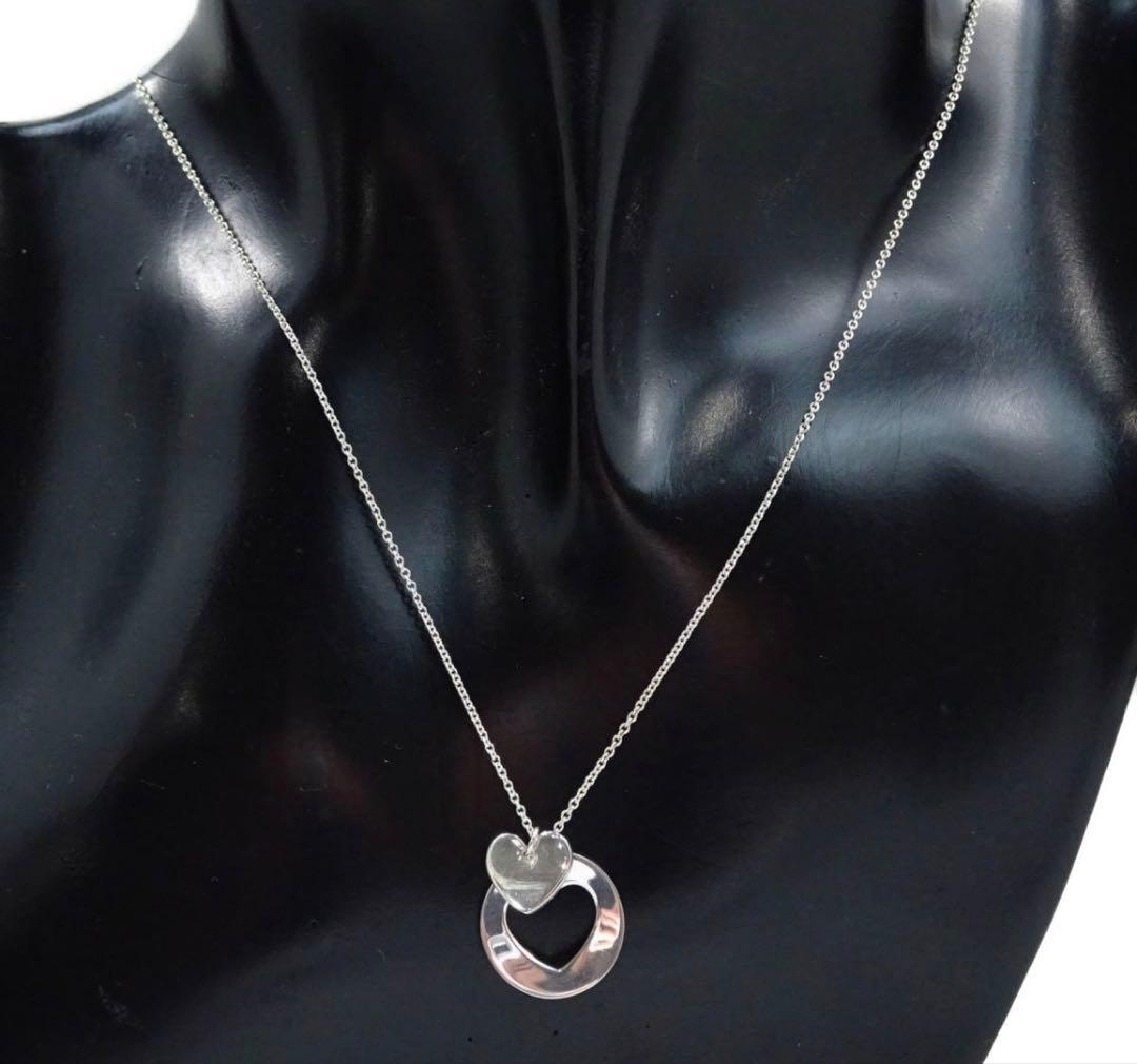 Tiffany & Co Double Stencil Heart Necklace 925 — view 2