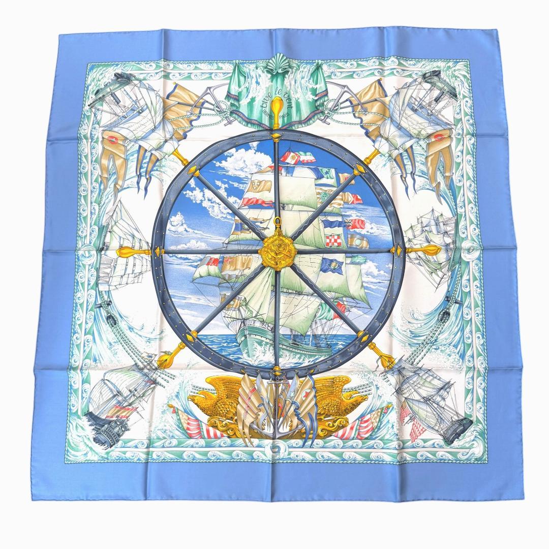 Hermes Carre 90 Vive le Vent Wind Blowing Scarf