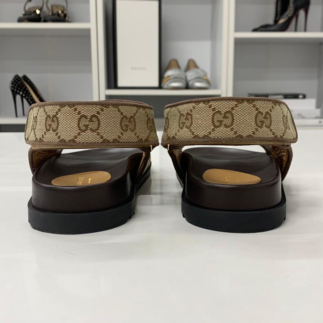 Gucci GG Marmont Canvas Double Strap Sandals Beige — view 5