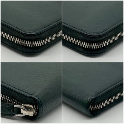 Prada Saffiano Zip Around Wallet Green Leather — view 7