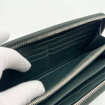 Prada Saffiano Zip Around Wallet Green Leather — view 9