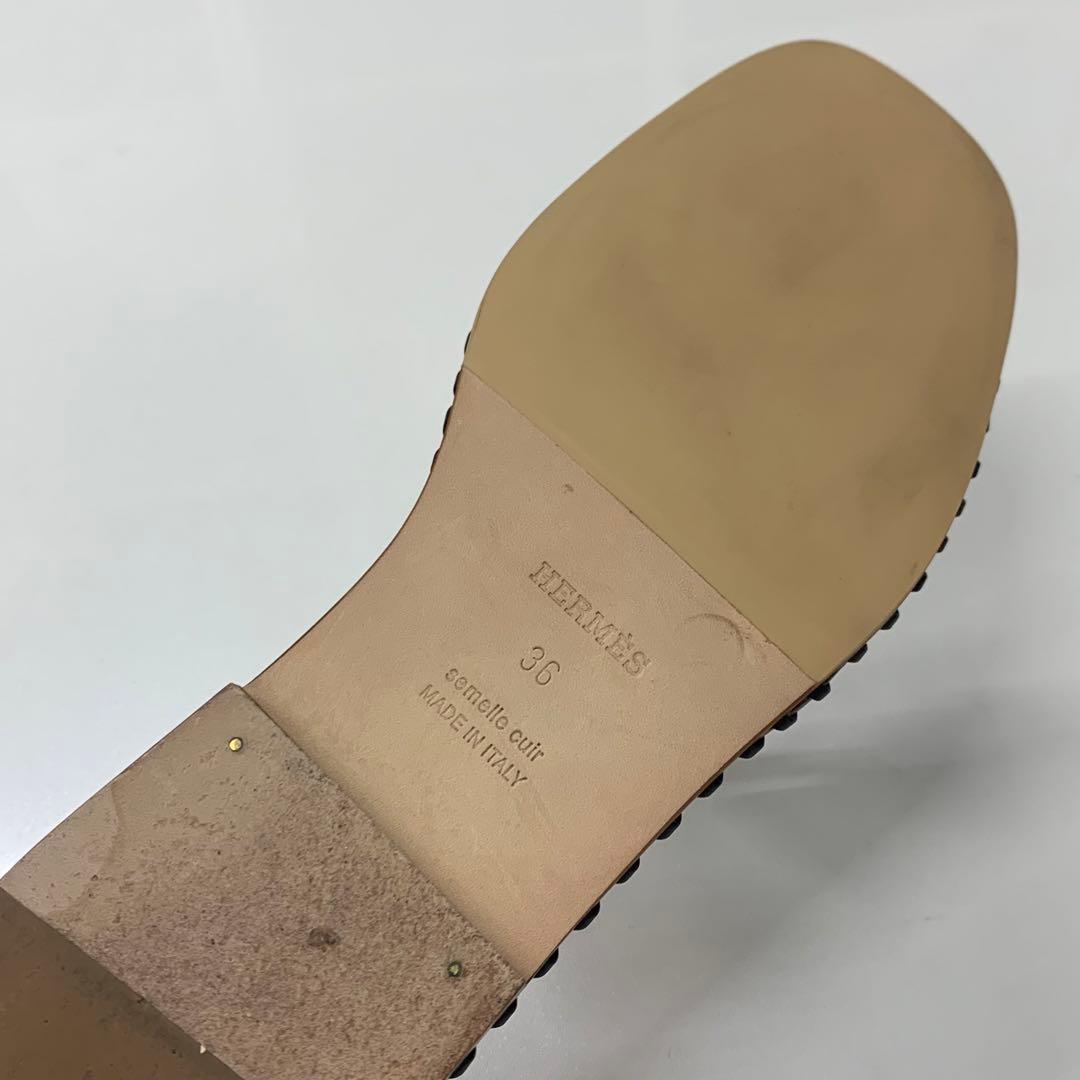 Hermes Oran Stitch Leather Sandals Black — view 8