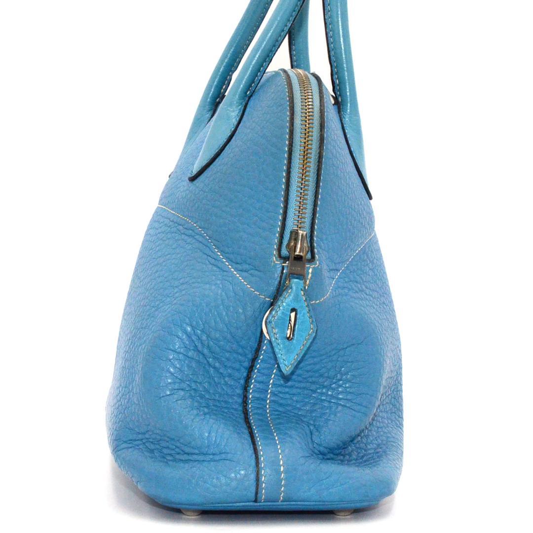 Hermes Bolide 31 Taurillon Clemence Blue Jean Handbag