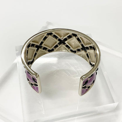 Chanel CC Logo Chain Bangle Bracelet Purple Gold — view 4