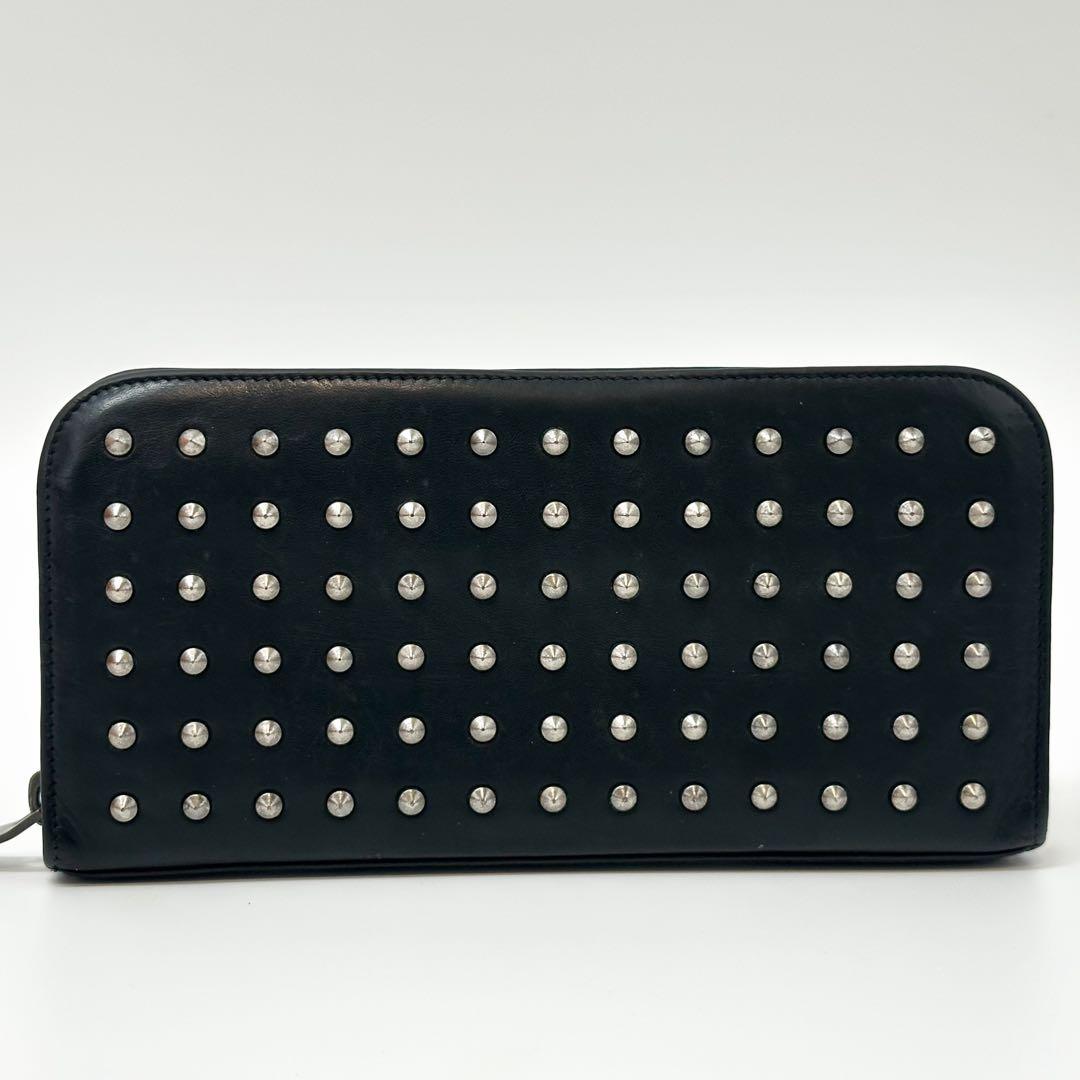 Saint Laurent Eddie Era Studded Zip Around Wallet Leather Black — view 2