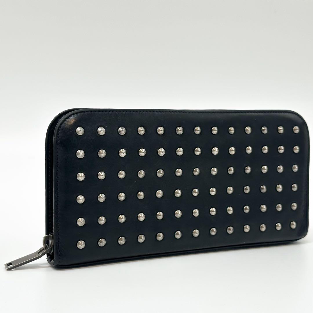 Saint Laurent Eddie Era Studded Zip Around Wallet Leather Black — view 6