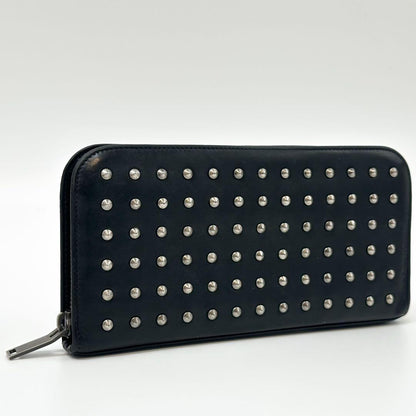 Saint Laurent Eddie Era Studded Zip Around Wallet Leather Black — view 6