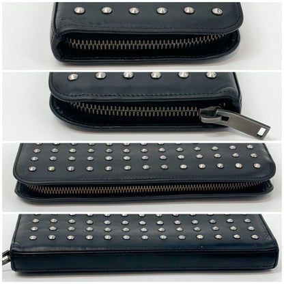 Saint Laurent Eddie Era Studded Zip Around Wallet Leather Black — view 7