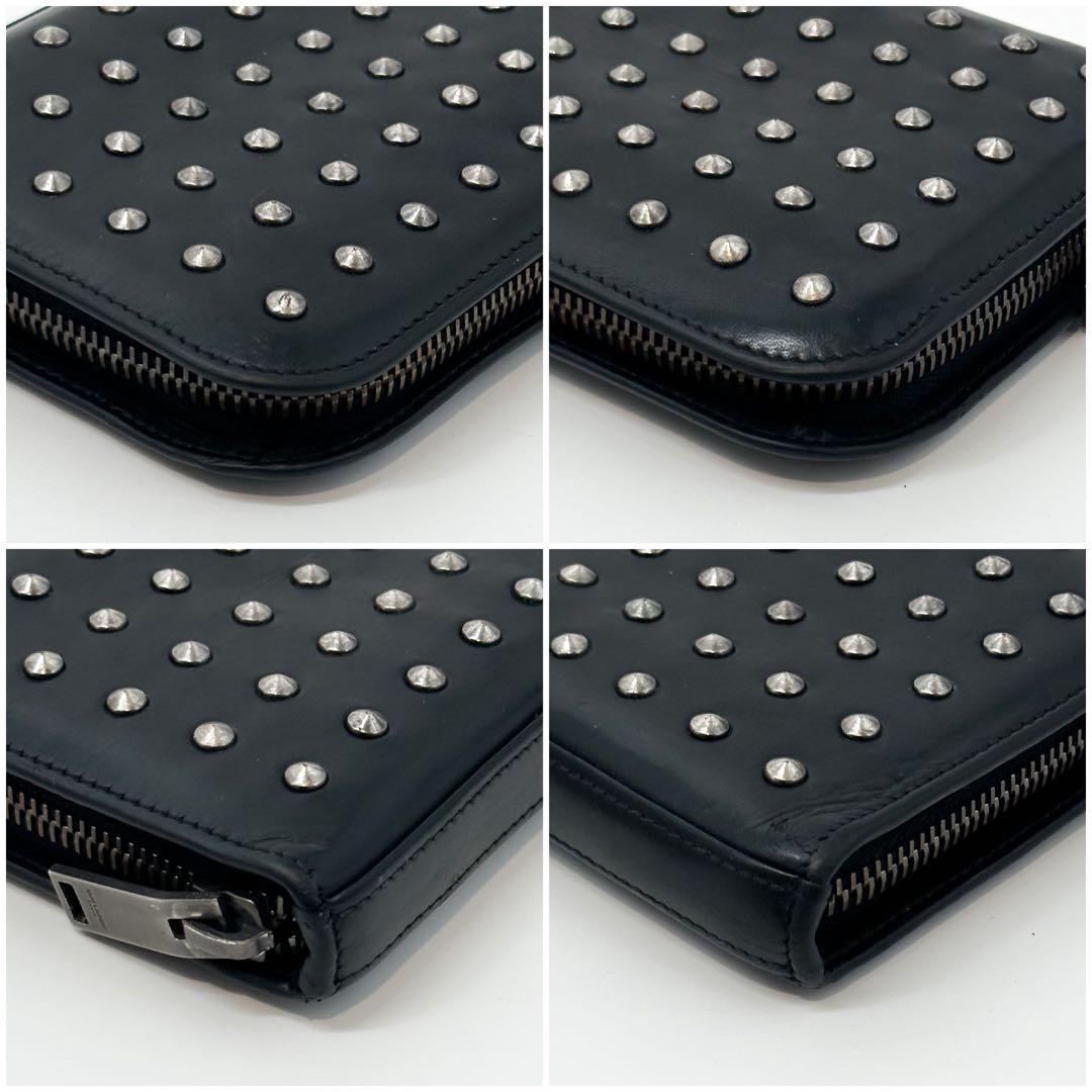 Saint Laurent Eddie Era Studded Zip Around Wallet Leather Black — view 8