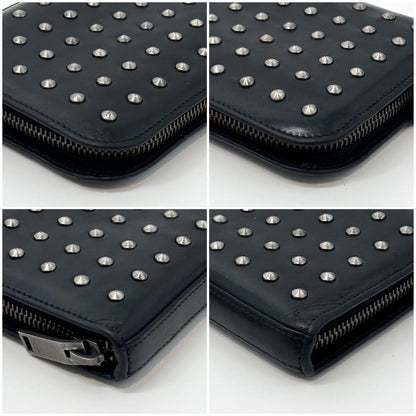 Saint Laurent Eddie Era Studded Zip Around Wallet Leather Black — view 8