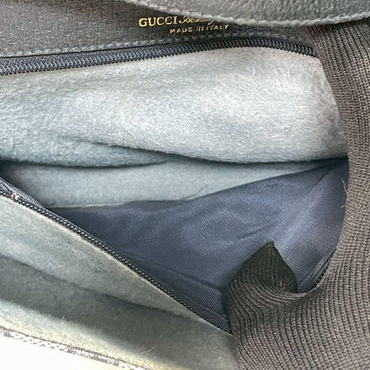 Gucci GG Shoulder Bag Navy Beige Logo Leather — view 7